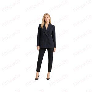 Liz Claiborne Suits Navy Pinstripe Double Breasted Blazer Women’s 10 Career Jack